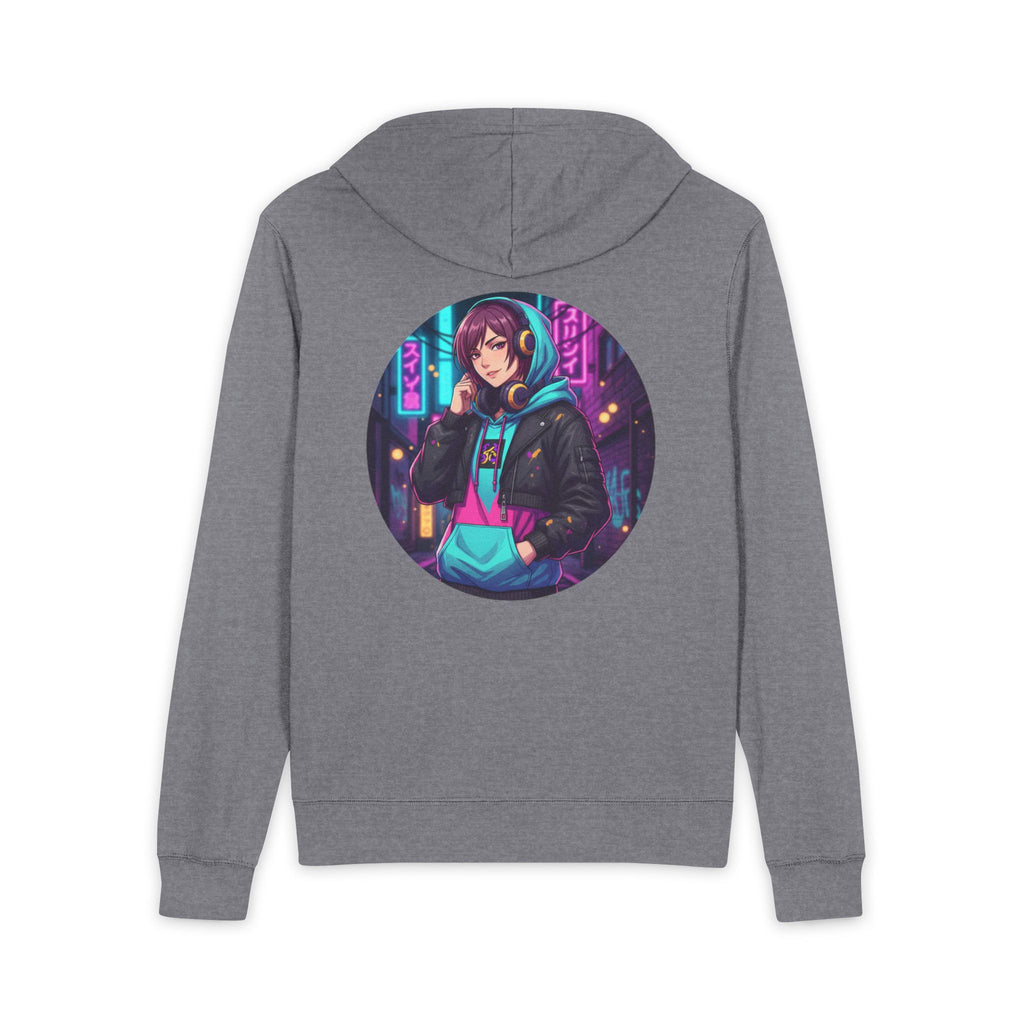 Cyberpunk Anime Zip Hoodie — Neon City Gamer Jacket