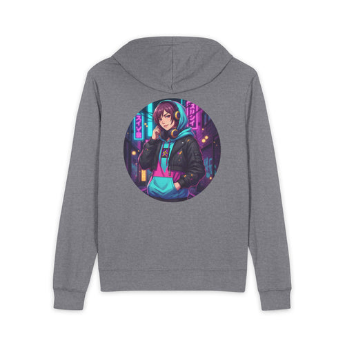 Cyberpunk Anime Zip Hoodie — Neon City Gamer Jacket